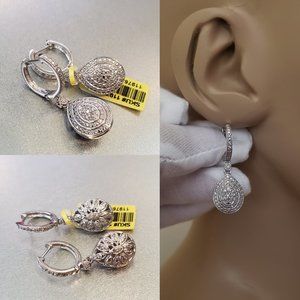 Diamond Sterling Silver Reversible Earrings TGW 0.20 cts